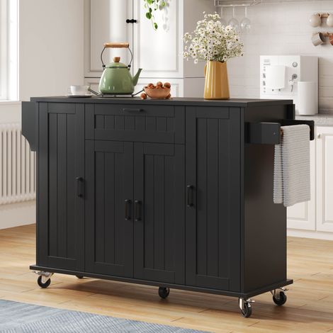 Mobile cucina con piano pieghevole e ruote 120 cm OKMYHOME (1/5)