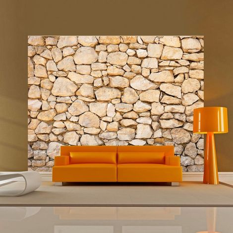 Papier peint trompe-l'oeil pierre - 350 x 270 cm (1/4)