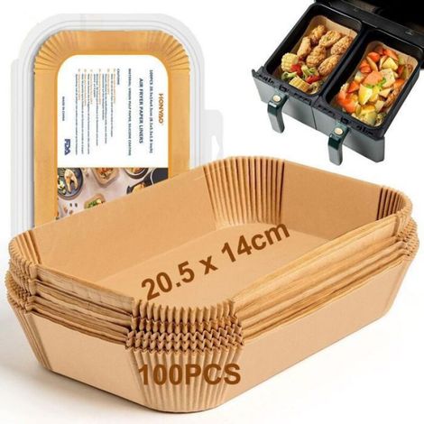 Papier Cuisson - 20,5 x 14 cm - Compatible Friteuse Sans Huile Double Zone - 100 Pièces (1/4)