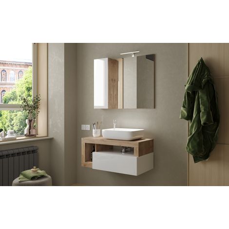 Muebles para baño HAMBURG blanco brillante y Kadiz 92 x 47 x 49 cm