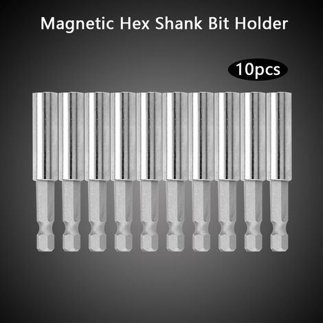 10pcs 60mm Porte-embout Aimanté Décrochage Rapide 1/4" Hexagonale Vilebrequin Extension pour Visseuse Perceuse (1/4)
