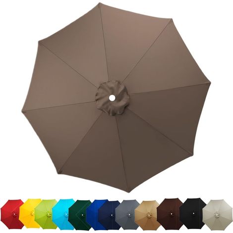 Auvent de Remplacement Baleines Toile de Rechange, Housse de Rechange pour Parasol De Jardin Terrasse Plage(Light Brown,3.5M/8 Arms)