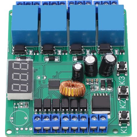 Module de relais programmable à 4 voies avec commande de relais réversible et affichage numérique pour les circuits (1/5)
