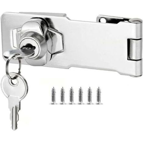 3 Inch cadenas à loquet porte en avec différentes clés, moraillon de verrouillage, serrure boîte aux lettres, fermoir cadenas serrure placard verrou porte pour tiroir, d'armoire, armoire siver (1/4)