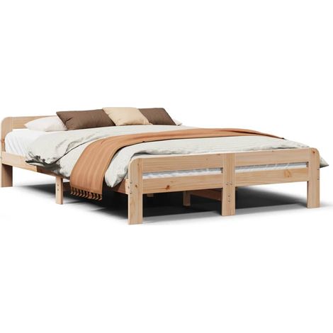 Lit double Lit adulte Cadre de lit sans matelas 150x200 cm bois de pin massif (1/5)