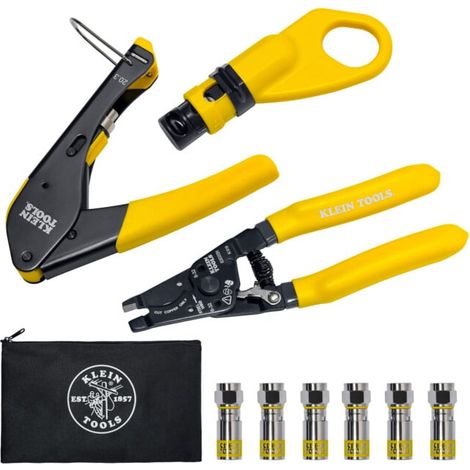 Klein Tools Set d'installation coaxiale RG59 RG6 RG6Q avec pince à compression (1/5)