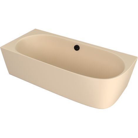 SUSSI L Baignoire d'angle sur pied en marbre coulé 160x70x50cm, beige mat (1/2)