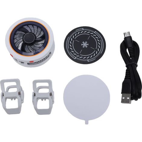 Ventilateur portable avec aimant, lumière RGB, contrôle de température IA à 4 vitesses et compatible avec les smartphones et les tablettes. (1/5)