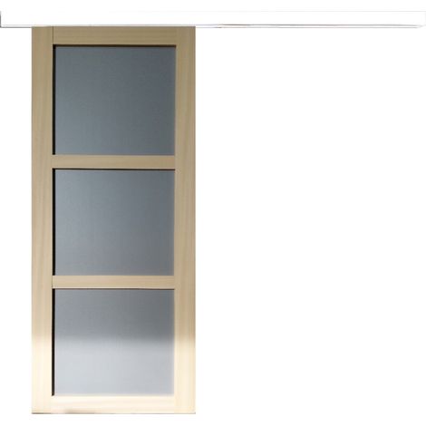 Porta Scorrevole Ayous 3 Ante Grigio RAL 7035 H204 x L83 + Binario in Alluminio Listello Bianco