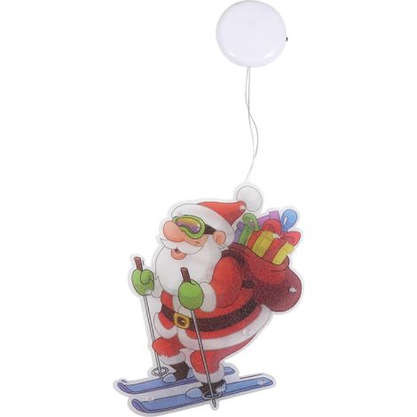 Lampe de Noël motif ski, compatible avec les décorations de fenêtre, 1 ventouse (1/5)