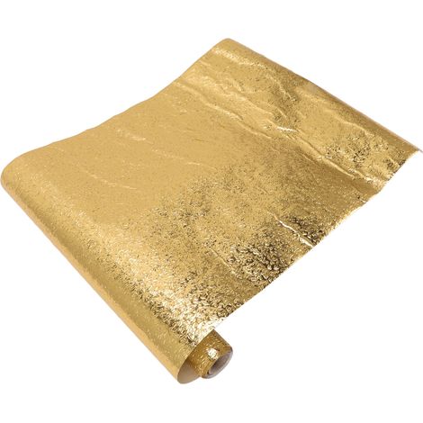 Papier peint autocollant en feuille d'aluminium résistant à l'huile, imperméable et auto-adhésif, pour tiroirs, placards et comptoirs de cuisine, couleur or, 30 cm x 2 m / 11,8 x 78,7 pouces