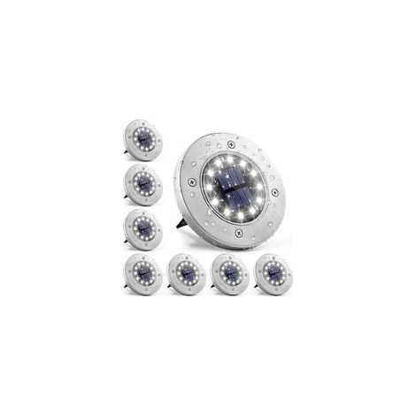 Lampe solaire 12 LEDs étanche IP46 Acier inoxydable Éclairage extérieur pour jardin, terrasse, pelouse Pack de 8 unités (1/5)