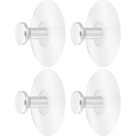 ganchos adhesivos para baño, gancho para toallas de acero inoxidable de 6 kg máx., soporte para toallas sin taladrar, gancho para ropa autoadhesivo, gancho de pared para ducha, cocina (plata) (1/5)