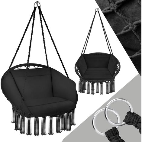 Fauteuil suspendu acier rembourrage polyester assise et dossier noir