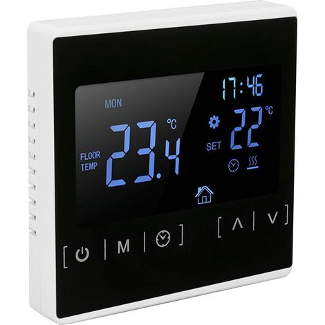 Thermostat intelligent à écran tactile rétroéclairé, double commande de température pour chauffage au sol, haute puissance, CA 85-240 V, blanc (1/5)
