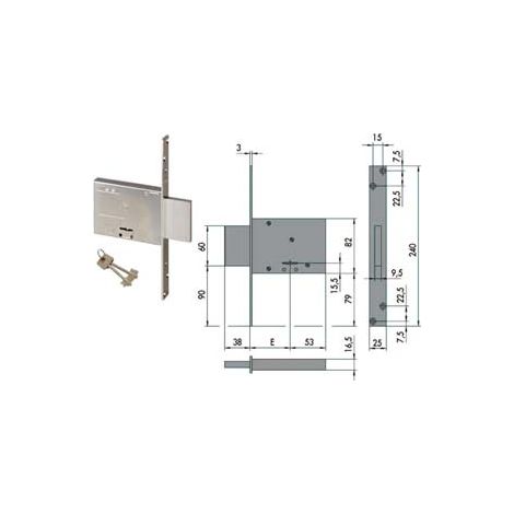 SERRATURA DA INFILARE DOPPIA MAPPA 57013  mm.60 (57013600)    CISA
