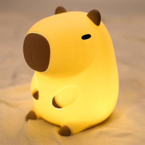 Veilleuse mignonne avec un capybara, lampe en silicone rechargeable avec capteur tactile pour la chambre d'enfant, veilleuse douce idéale comme cadeau pour les garçons et les filles. (1/5)