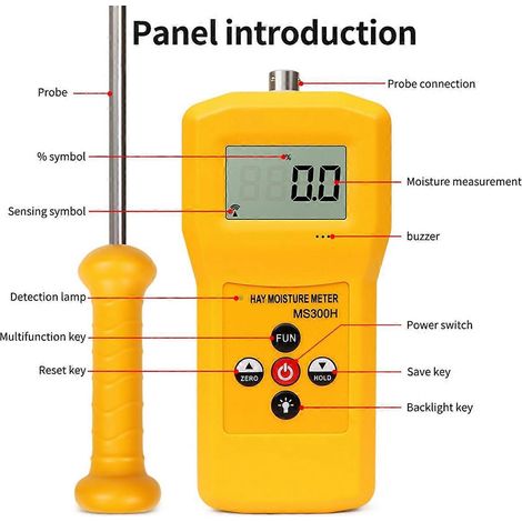 MS300H Humidimètre à foin avec sonde pour balles de foin, paille de céréales -- (1/5)