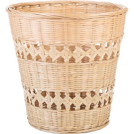 Rotin Tissé Poubelle Poubelle Déchets en Osier Panier en Rotin Planteur De Paille Bin Tissé Paniers De Rangement pour Salles de Bains Cuisines Bureaux À Domicile (1/5)
