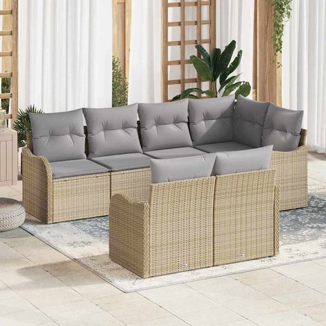 Gartensofa-set Beige Poly-Rattan
