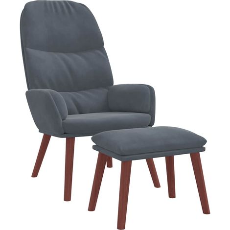Maison Exclusive - Relaxsessel mit Hocker Dunkelgrau Samt (1/5)