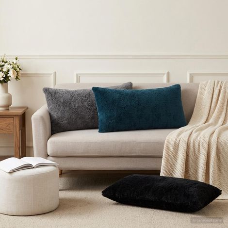Housse de coussin 2 pc HEERLEN Noir 40 x 70 cm (1/5)