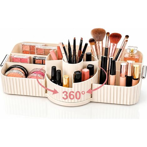 Organisateur cosmétique rotatif 360° acrylique, crème, vanité et salle de bain, plusieurs niveaux, stable (1/5)