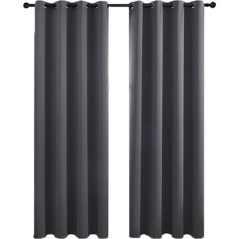 Blackout Curtains 1.52.3m Eyelet Super Soft Thermal Insulated Bedroom Curtains Blackout Eyelet Curtains for Living Room Light，Grey 2 Panels