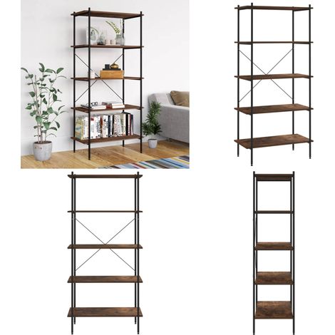 Regal mit 5 Böden Schwarz und Natur 80x40x163 cm - Bücherregal - Regal - Wohnraumorganisation - Aufbewahrungslösung - Stehregal - Home & Living