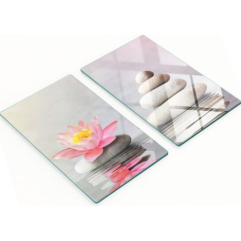 Planches de service en verre pour la cuisine, décorées de motifs de pierres de spa, 2 x 30 x 52 cm (1/5)