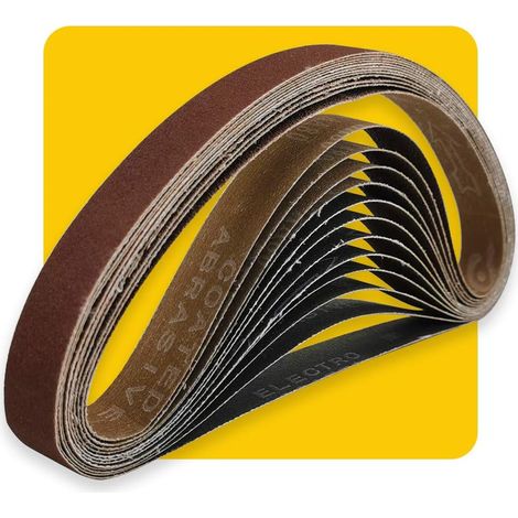 12 Bandes Abrasives 25x762mm, Oxyde D'aluminium, Grains 80/120/150, Pour Bois Et Métal (1/5)