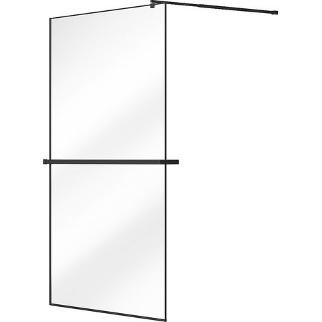 Parete per doccia walk-in con portasciugamani e scaffale 120 x 200 cm Nero opaco  - BONPERO