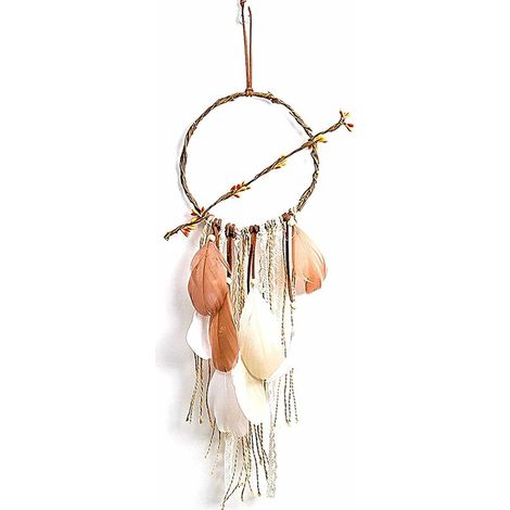 Capteur De Rêves en Plumes, Attrape Rêves, Capteur De Rêves Fait à La Main avec Plume Et Branches pour Décoration Murale De Voiture De Chambre à Coucher (1/5)