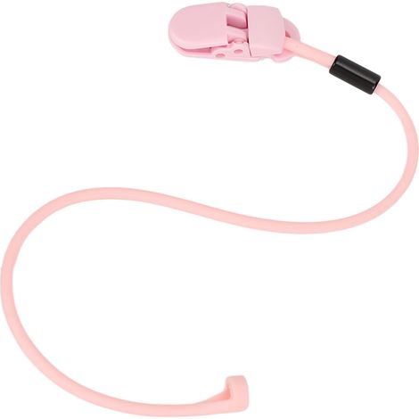 Clips pour appareils auditifs en silicone avec cordon anti-perte, accessoire de fixation pour appareils auditifs mono-auriculaires, rose fluo. (1/5)