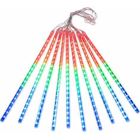 Guirlande LED Pluie de Météores Solaire Multicolore Étanche pour Jardin, Lot de 10 Tubes (1/5)