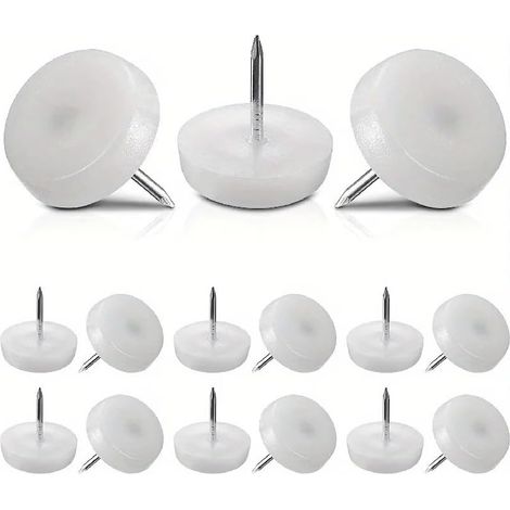 100 patins en nylon blanc, protège-pieds de chaise ronds 18 mm pour pa (1/2)
