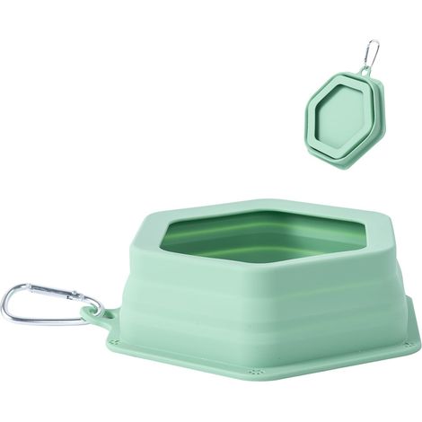 Foldable Silicone Dog Bowls for Travel, Pet Bowl, Anti-Overflow Dog Bowl, Foldable Integrated Travel Bowl, Silicone Water Bowl for Dogs, Pets, Travel Accessories (Green) (1/5)
