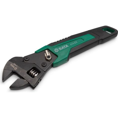 SATA ST47403 Verstellbarer Schraubenschlüssel de Ratsche de 8 "Eingebaute Skala misst metrische Größen zur schnellen Identifizierung de Befestigungselemente.