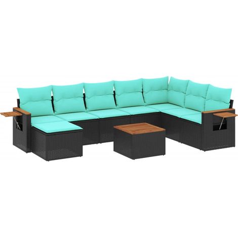 Maison Exclusive - 9-tlg. Garten-Sofagarnitur mit Kissen Schwarz