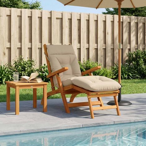 vidaXL Coussin de transat VIANEN 100 % polyester Crème 200 x 50 x 8 cm (1/5)