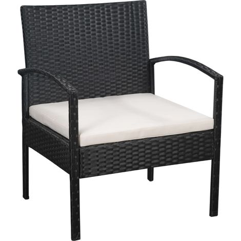 Maison Exclusive - Set Divani da Giardino 5 pz con Cuscini in Polyrattan Nero (1/5)