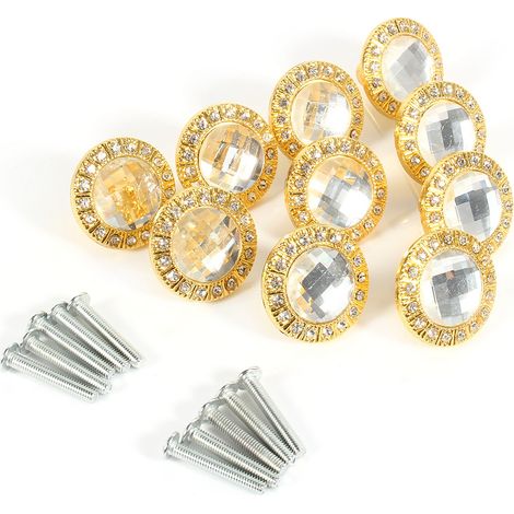 Lot de 10 poignées de porte/tiroir en verre cristal transparent effet diamant. (1/5)