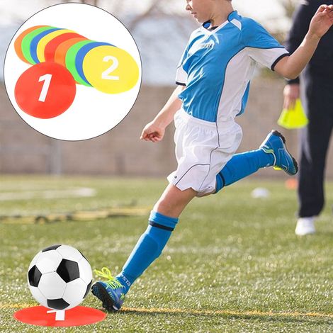 10 Stück Fußballtrainingsausrüstung Schilder Scheiben Markierungsscheiben Flache Scheiben