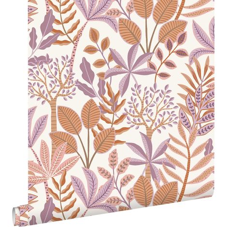 papier peint feuilles lilas violet et orange  - ESTAhome (1/5)
