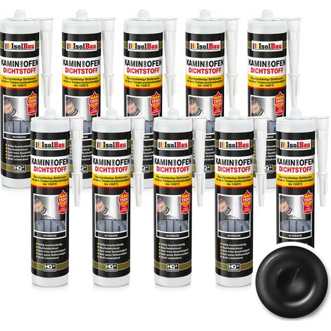 IsolBau Camino Silicone 1500°C Kamin Ofen Dichtstoff 10 x 300ml (1/5)