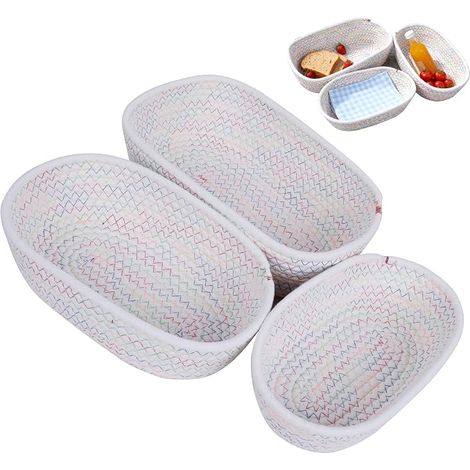 Cesti portaoggetti per bagno, cesti portaoggetti intrecciati in cotone per cucina, camera da letto, mensole, cassetti, armadi, organizer per fasciatoio (1/5)