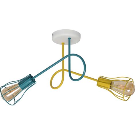 Helam OXFORD Plafonnier semi-encastré à bras multiples Blanc, Jaune, Turquoise 42cm