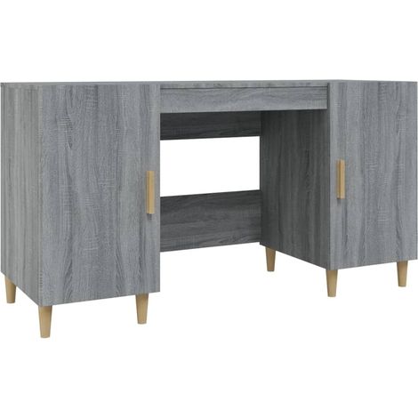 Escritorio Sonoma estación de trabajo para ordenador mueble de ordenador mesa de estudio 140 x 50 x 75 cm madera de ingeniería gris 020023958 (1/5)