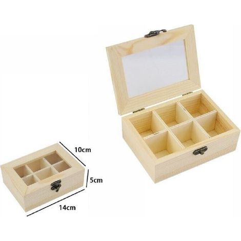 TrAdE Shop Traesio - Scatola Portagioie Legno Con Bacheca 6 Posti Scomparti Vetrina 74024a Ly-10627 -