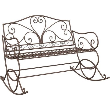 Banc de jardin vintage en acier brun (1/5)